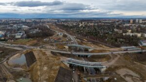 Budowa Drogi Ekspresowej S-7 Widoma – Kraków w km 657+000 Węzeł Grębałów (25.02.2024)